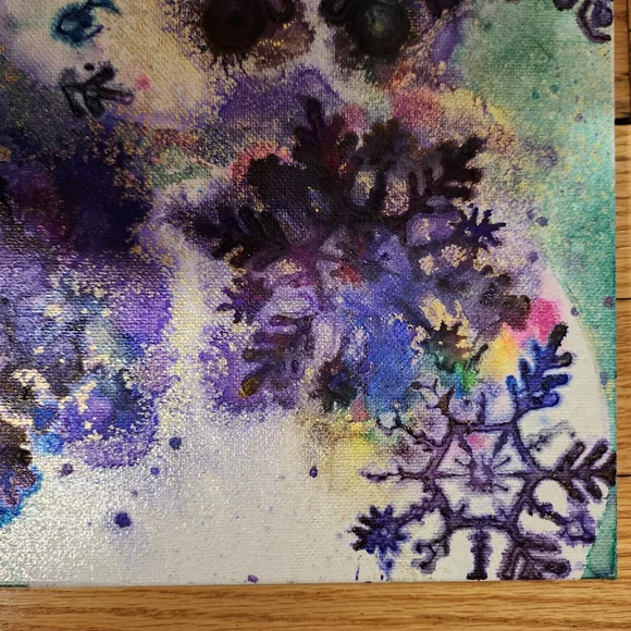 HANDCRAFTED Abstract Snowflake Colorful Painting HANDPAINTED Artwork Wall Decor